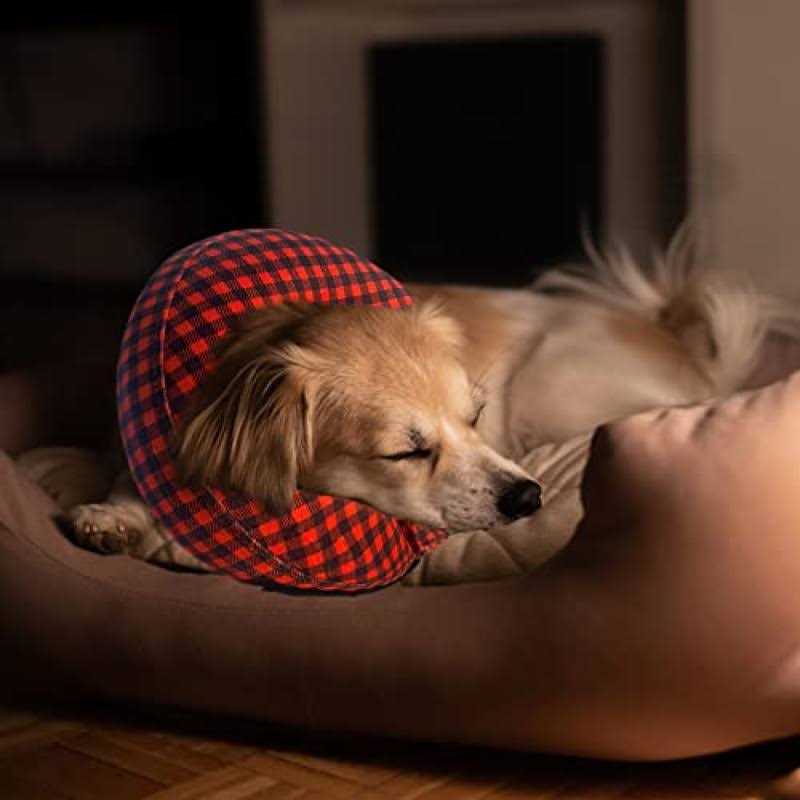 Katoggy Inflatable Dog Collar, Soft Dog Cone for Dogs After Surgery, Adjustable Blow up Donut E-Collars for Small Medium