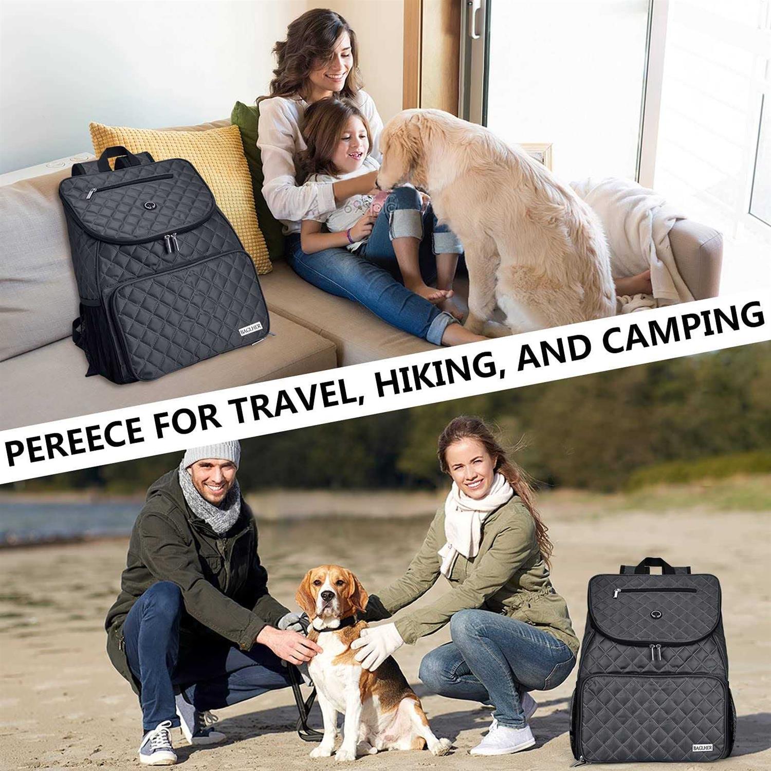 baglher Dog Travel Bag,Airline Approved Pet Supplies Backpack,Dog Travel Backpack with 2 Silicone Collapsible Bowls and 2 Food Baskets
