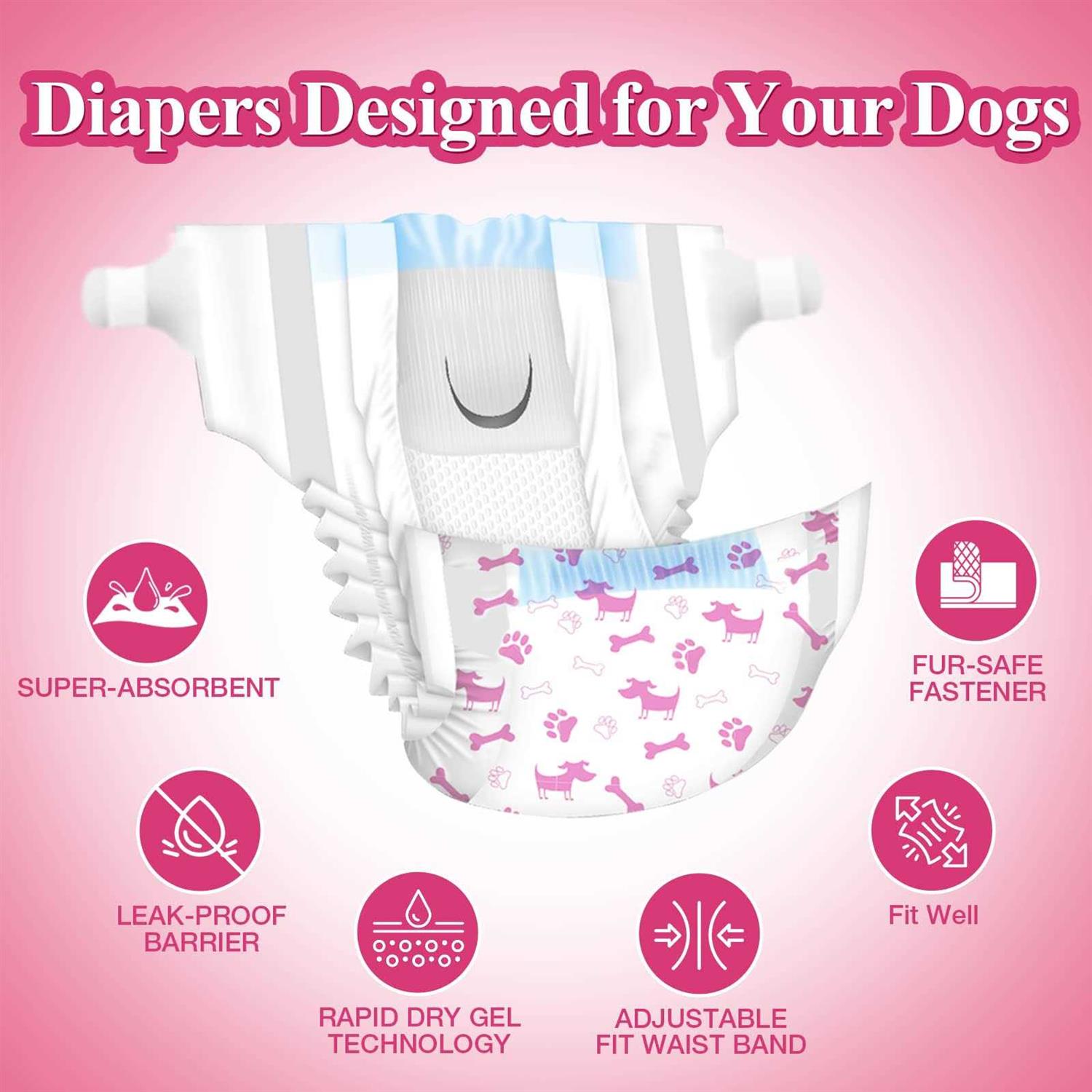 Dono Disposable Dog Diapers Female Super Absorbent Doggie Diaper Rapid-Dry Gel Technology Puppy Diapers