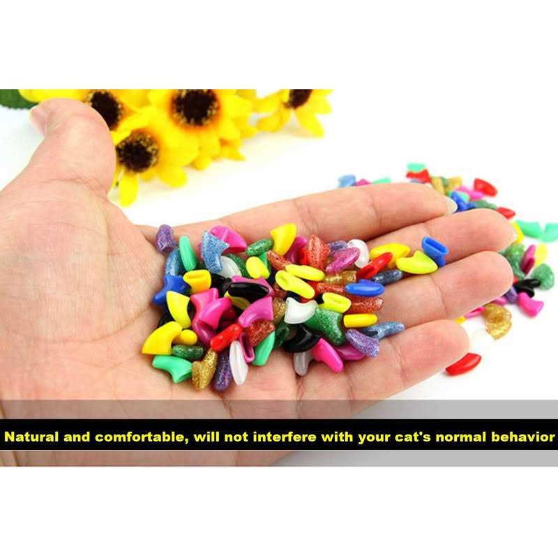 VICTHY Cat Nail Caps Pet Cat Soft Claws Nail Covers Cat Claws with Glue and Applicators Medium