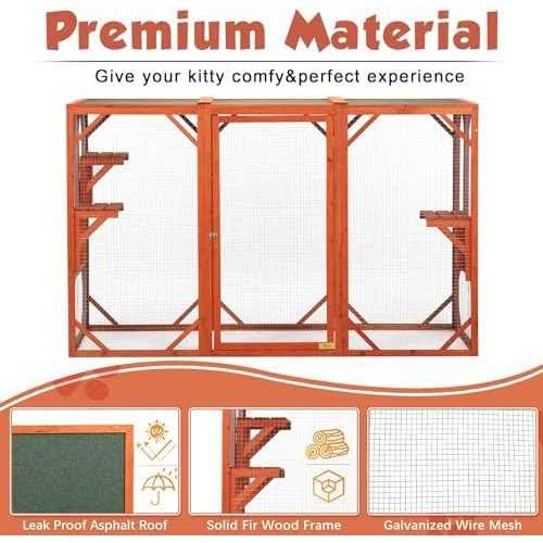 Cozivvovv Outdoor Cat Enclosures Wooden Catio Outdoor Cat Enclosure Weatherproof