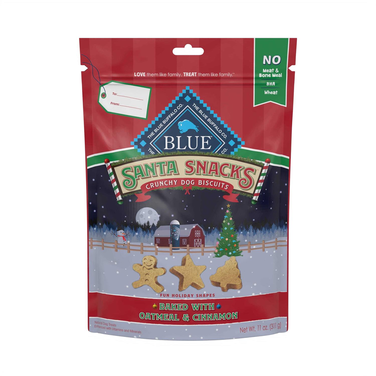 Blue Buffalo Santa Snacks Natural Crunchy Oatmeal & Cinnamon Dog Biscuits