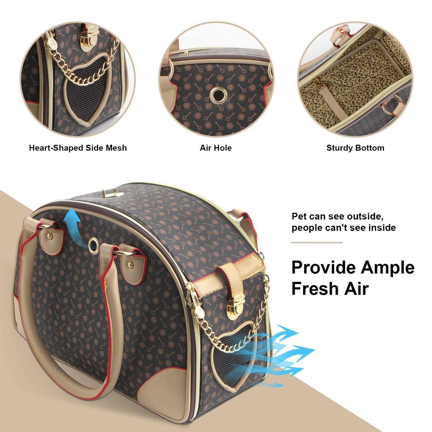 petpetssmart Fashion Dog Carrier Pu Leather Dog Handbag Dog Purse Cat Tote Bag Pet Cat Dog Hiking Bag