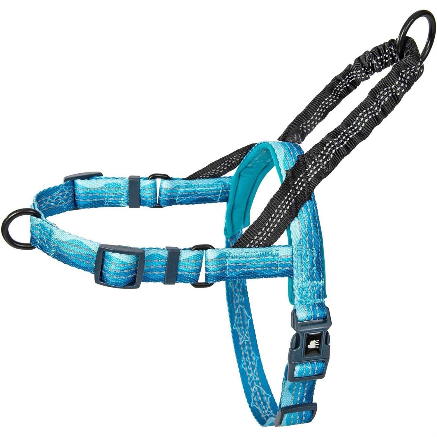 Leashboss Pattern Reflective No Pull Dog Harness with Bungee Handle, Rear and Front Clip Attachment