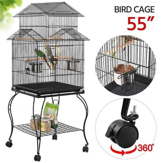 Yaheetech 55-in Triple Roof Rolling Bird Cage