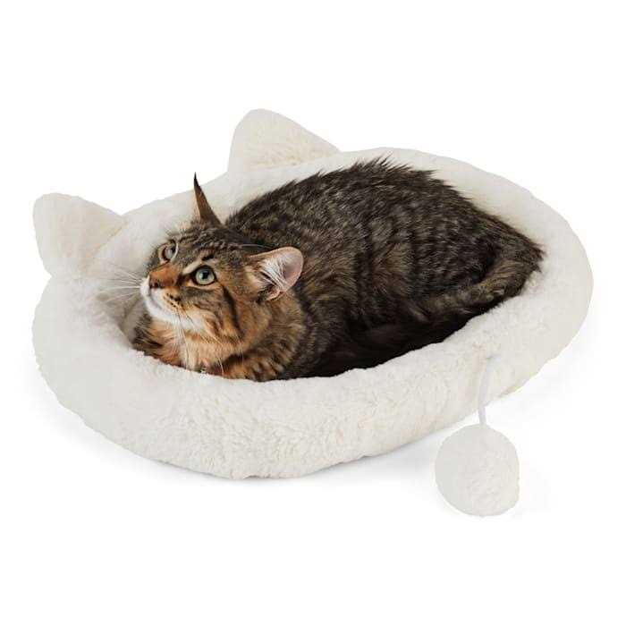 EveryYay Snooze Fest Ivory Cat Head Oval Snuggler Bed