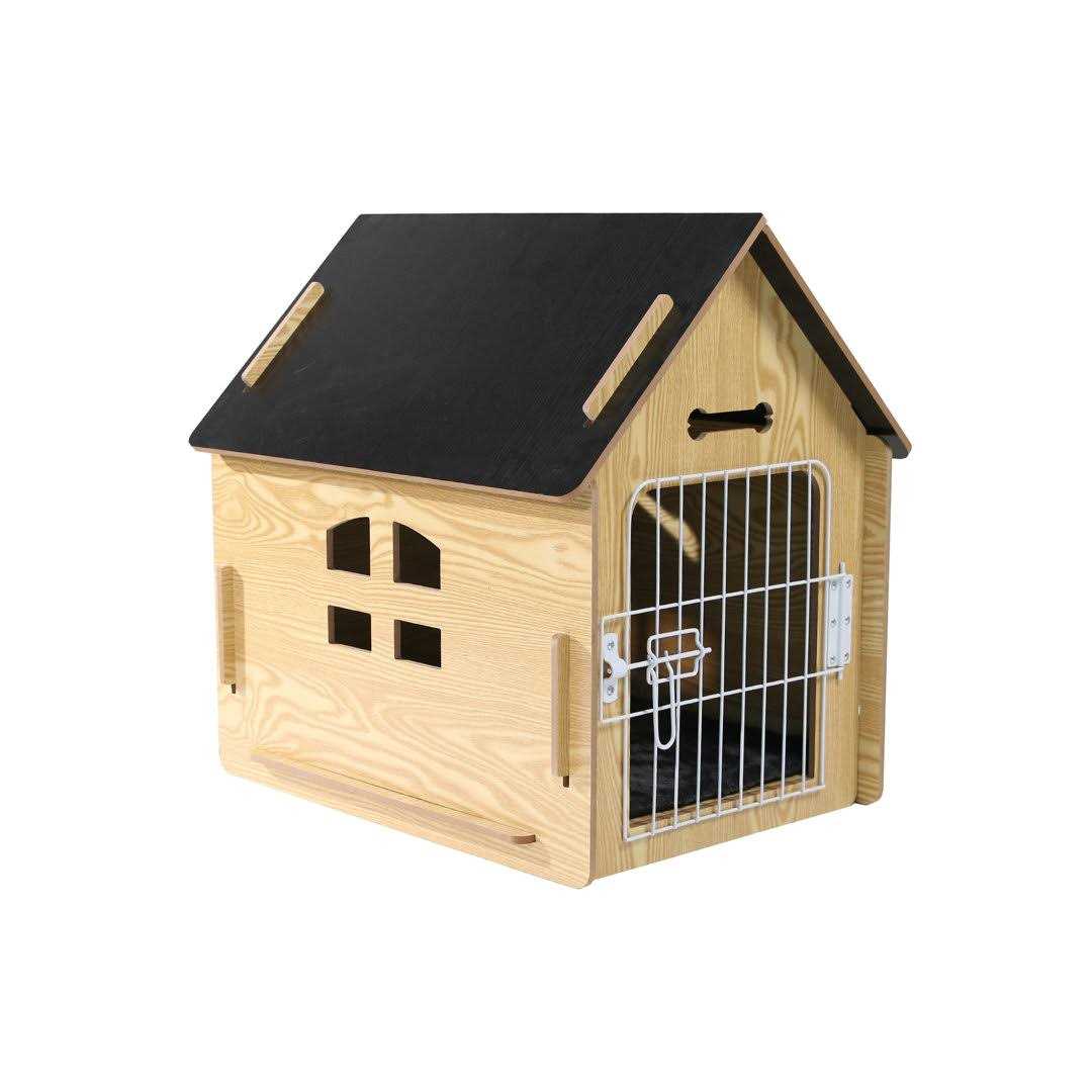 Byrn Wooden Pet house Indoor w/ Roof dog house w/ Removable Mat and Lockable Door for Small dog cat Tucker Murphy Pet Finish