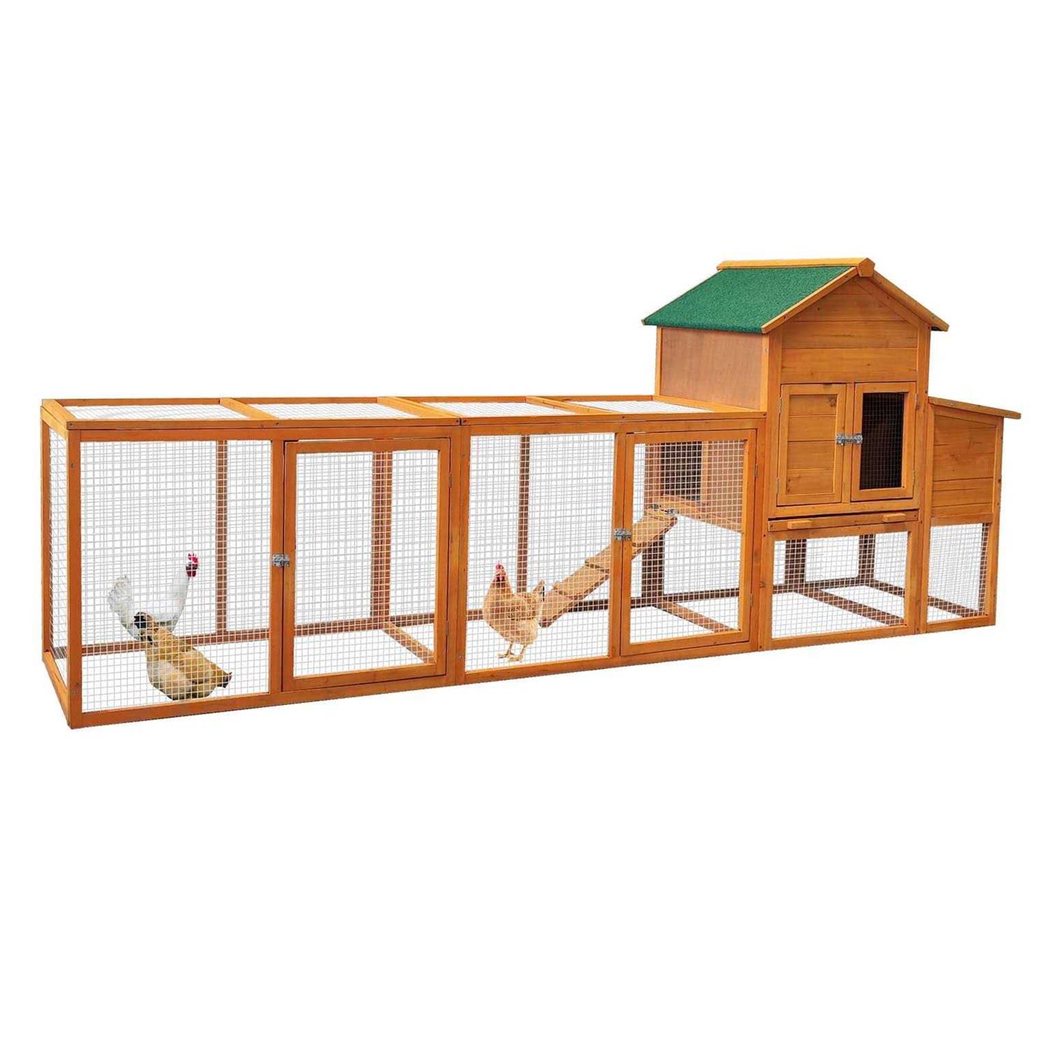 RUNVA 122”Chicken Coop with Nest Box Poultry Cage with Removable Tray