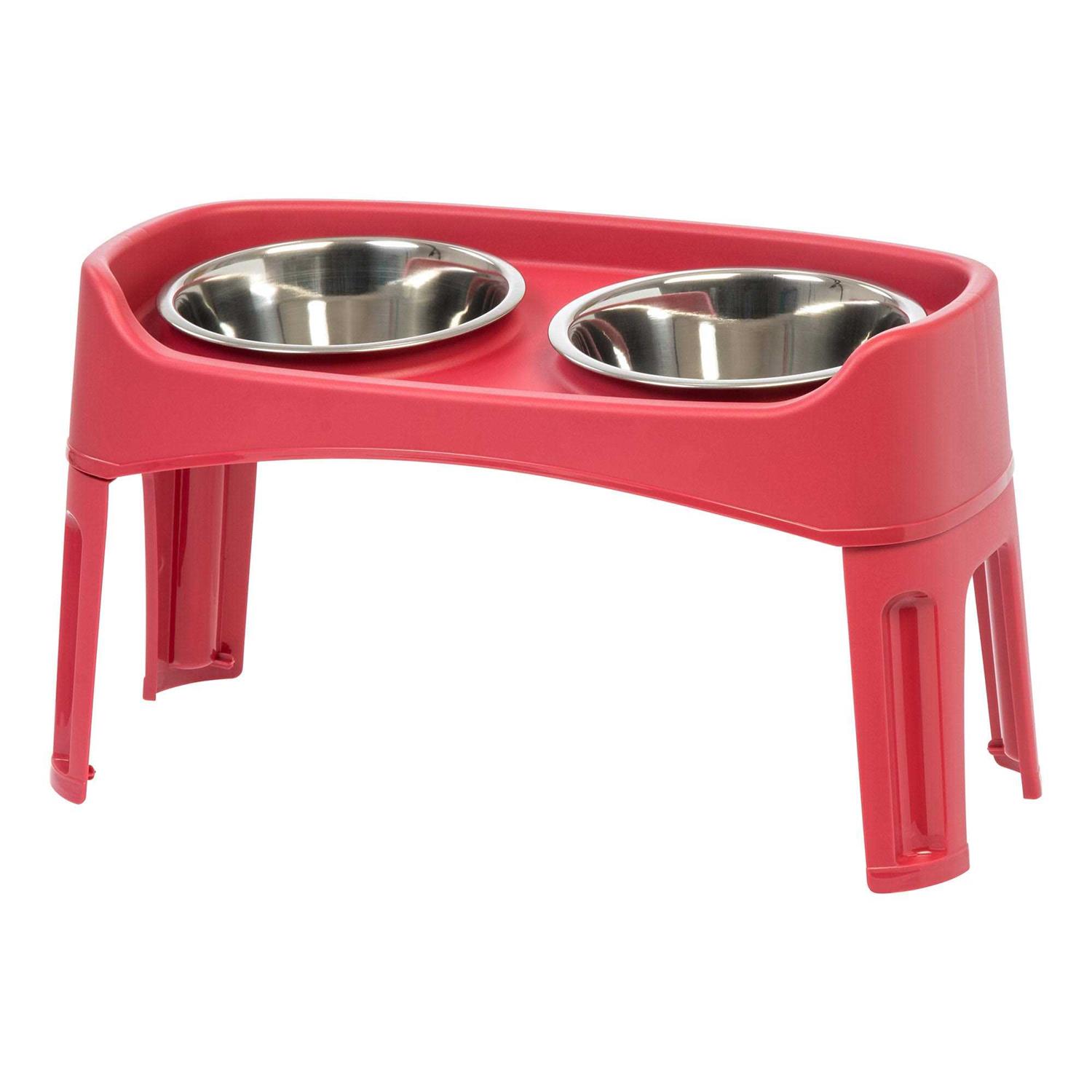 Iris USA 12 inch Elevated Dog Bowls with Two 2 Qt Stainless Steel Bowls and Removable Legs