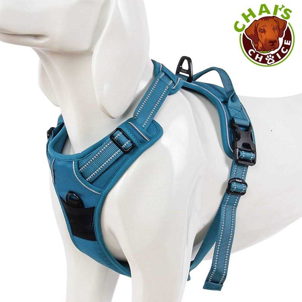 Chai’s Choice Premium Outdoor Adventure Dog Harness 3M Reflective Vest Leash Matching Leash