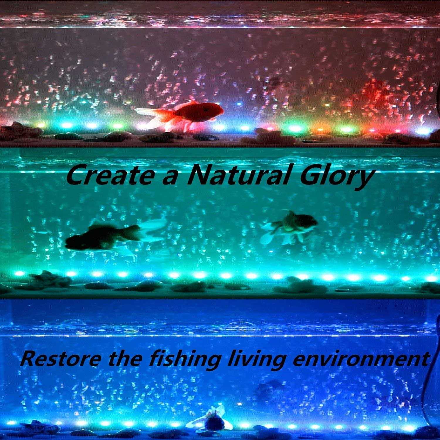 COVOART LED Aquarium Light 2 Pack 15 inches Fish Tank Light RGB Color Underwater Light Submersible Crystal Glass Lights