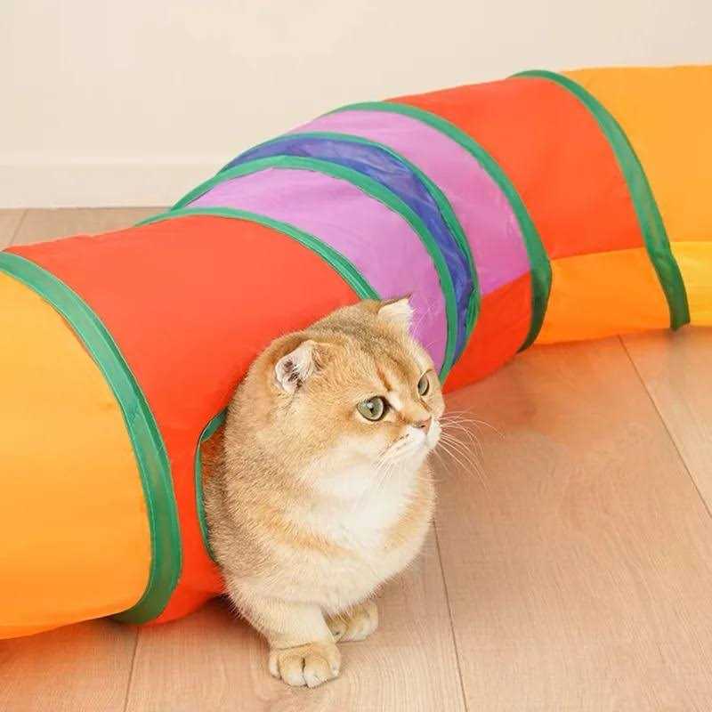 Eenk Cat Toy Tunnel and Cubes Bundle Interactive Crinkle Collapsible Tube and Foldable Cubes Playground for Pet, Cats and Puppy