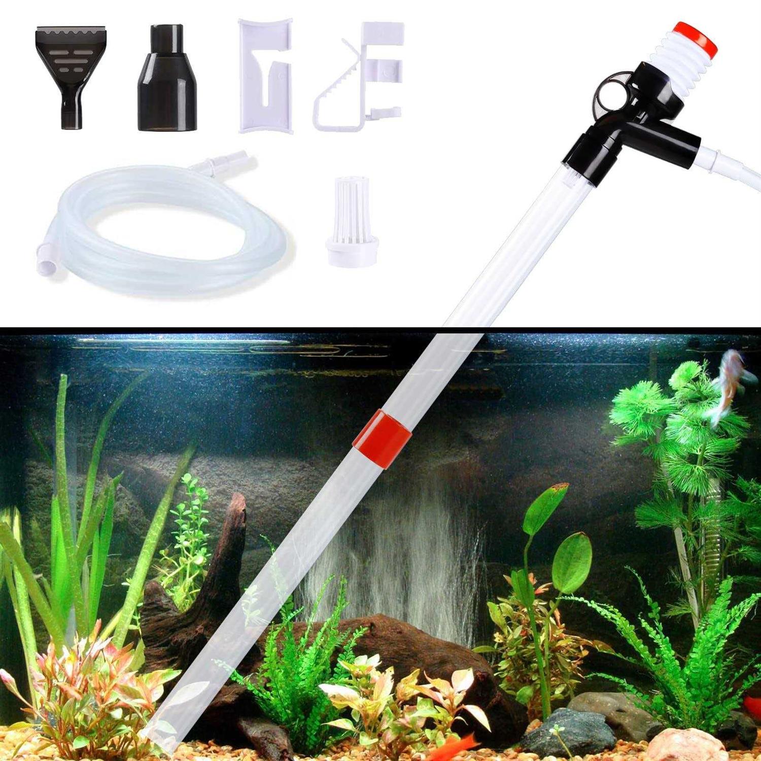 AquaMiracle Aquarium Gravel Cleaner, Fish Tank Siphon Cleaner, Long Nozzle Quick Water Changer for Water Changing and Filter Gravel Cleaning