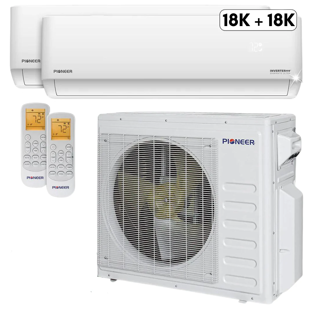 Pioneer® Mini Split 36,000 BTU 2 Zone Ductless Air Conditioner and Heat Pump, WYT040GLHI22M4-18W-18W