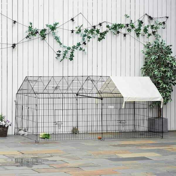 PawHut Outdoor Metal Kennel Enclosure for Small Animals, Utilizable as Rabbit or Chicken Run