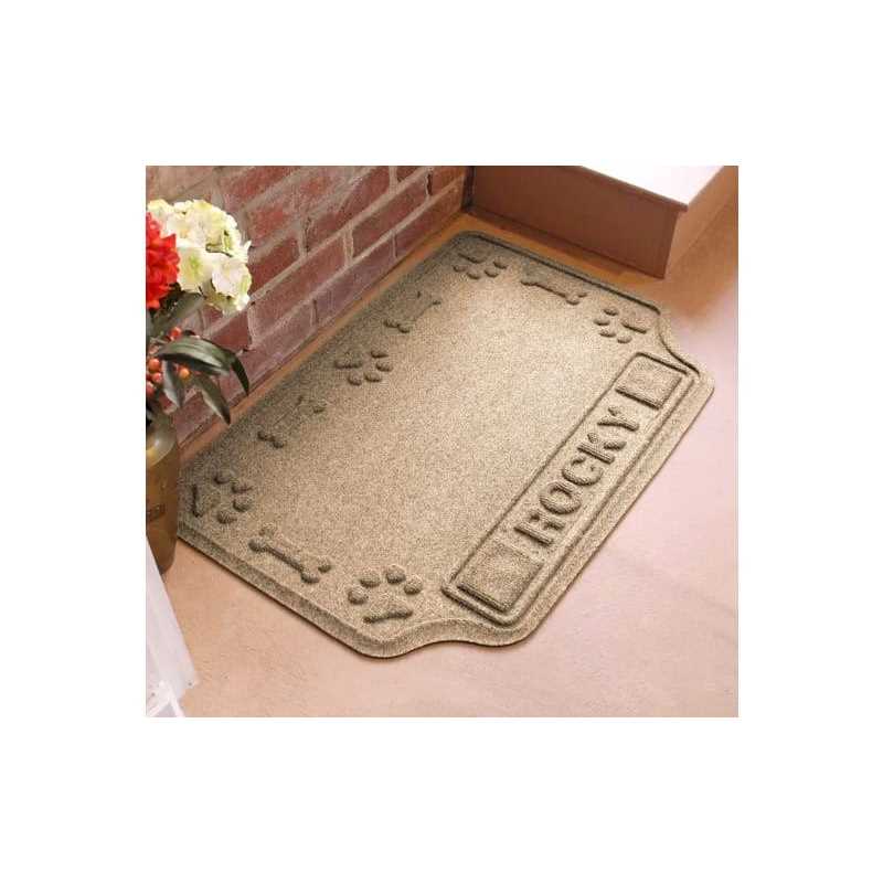 Bungalow Flooring Personalized Waterhog Drool Hog Dog Bone Dog Dinner Mat