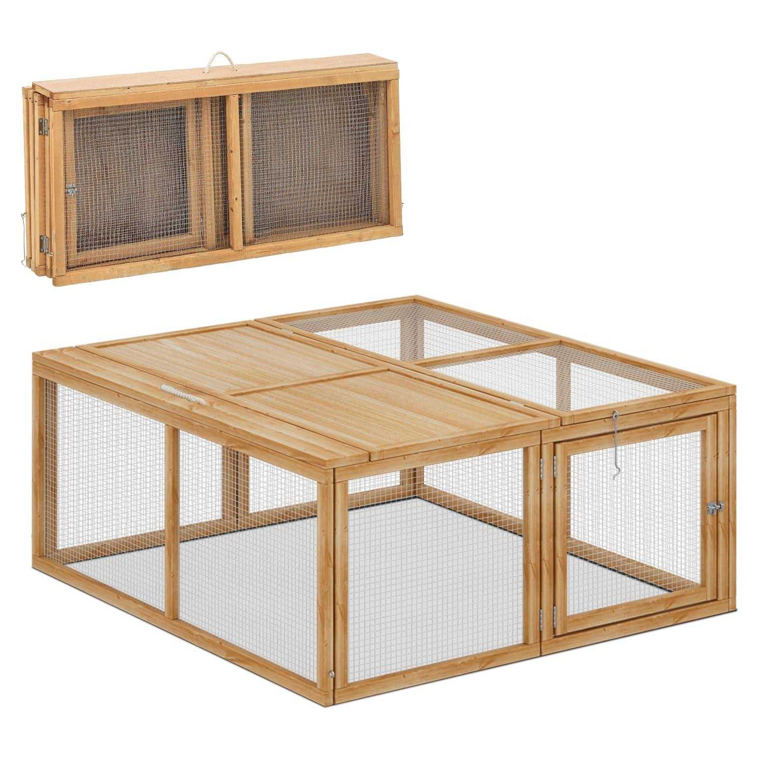 Magshion Wooden Chicken Coop Rabbit Hutch Pet cage Wood Small Animal Poultry cage Run