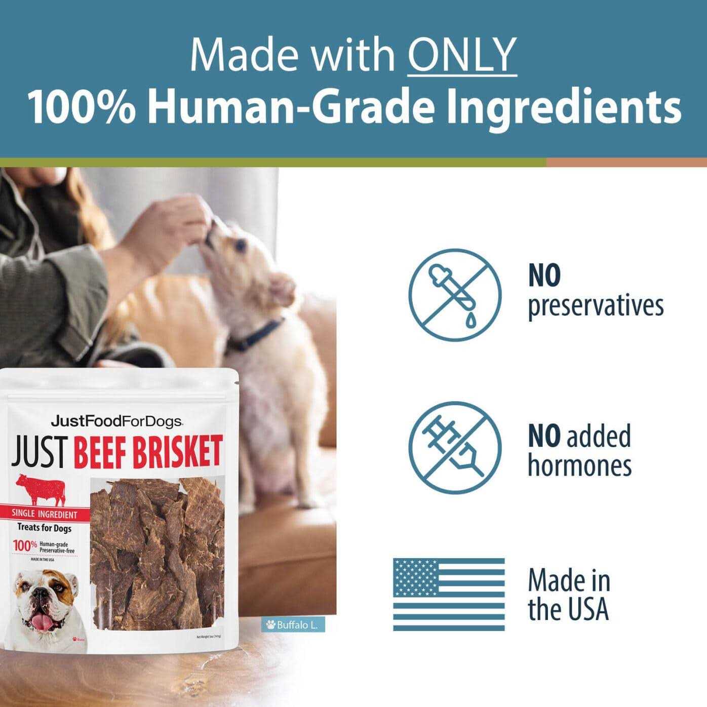 JustFoodForDogs Beef Brisket Dog Treats Single Ingredient