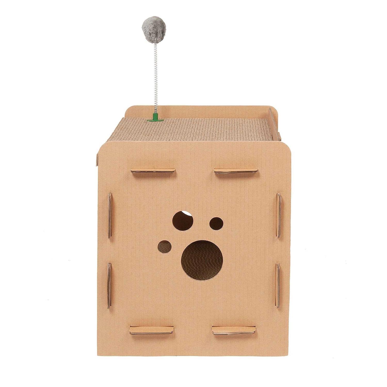 FurHaven Corrugated Cat Scratcher House with Catnip