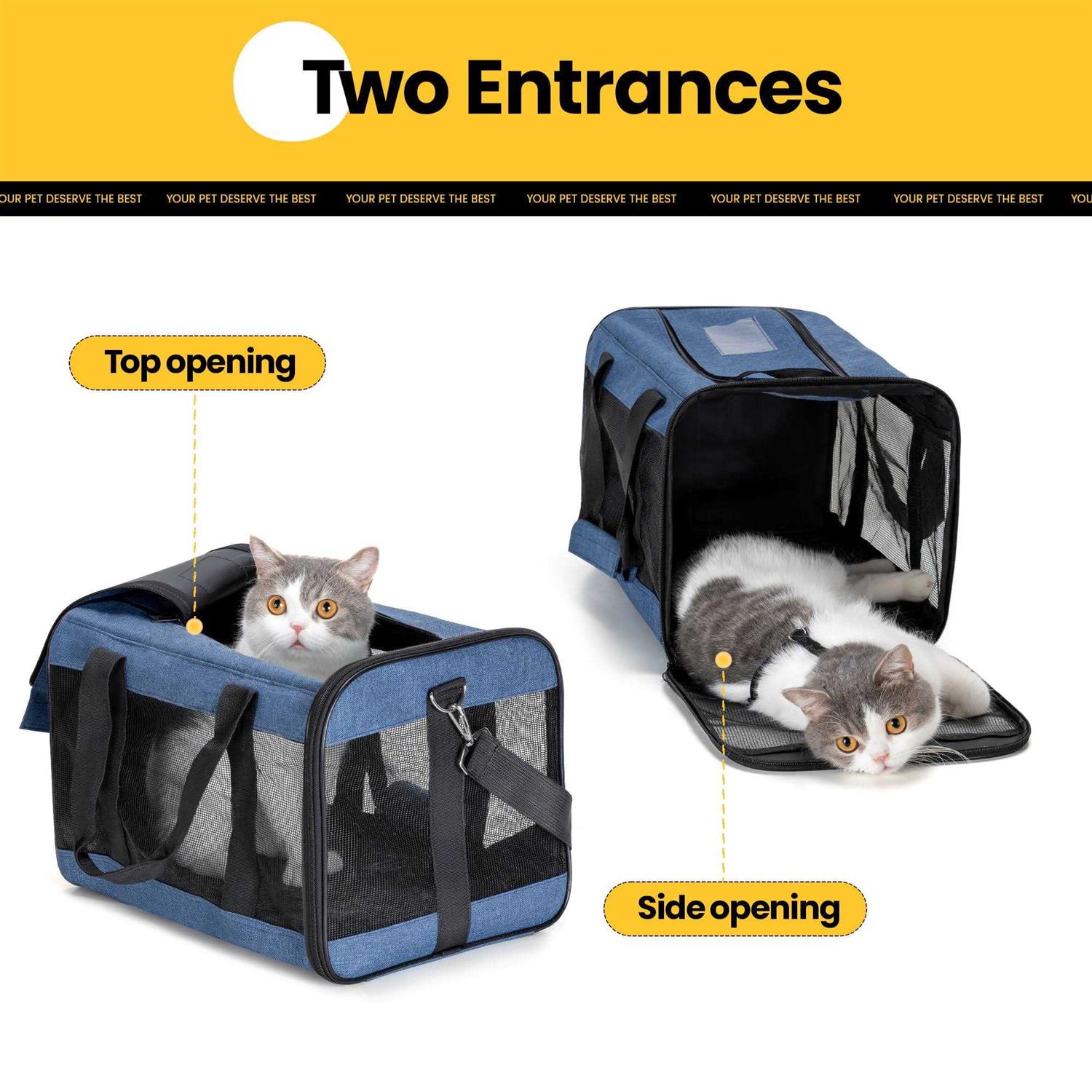 Conlun Cat Carrier Airline Approved Soft-Sided Dog Carrier with Inner Safety Leash