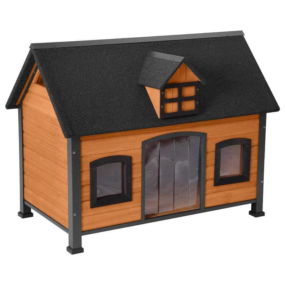 aivituvin Premium Wooden Dog House Iron Frame and Asphalt Roof AIR90