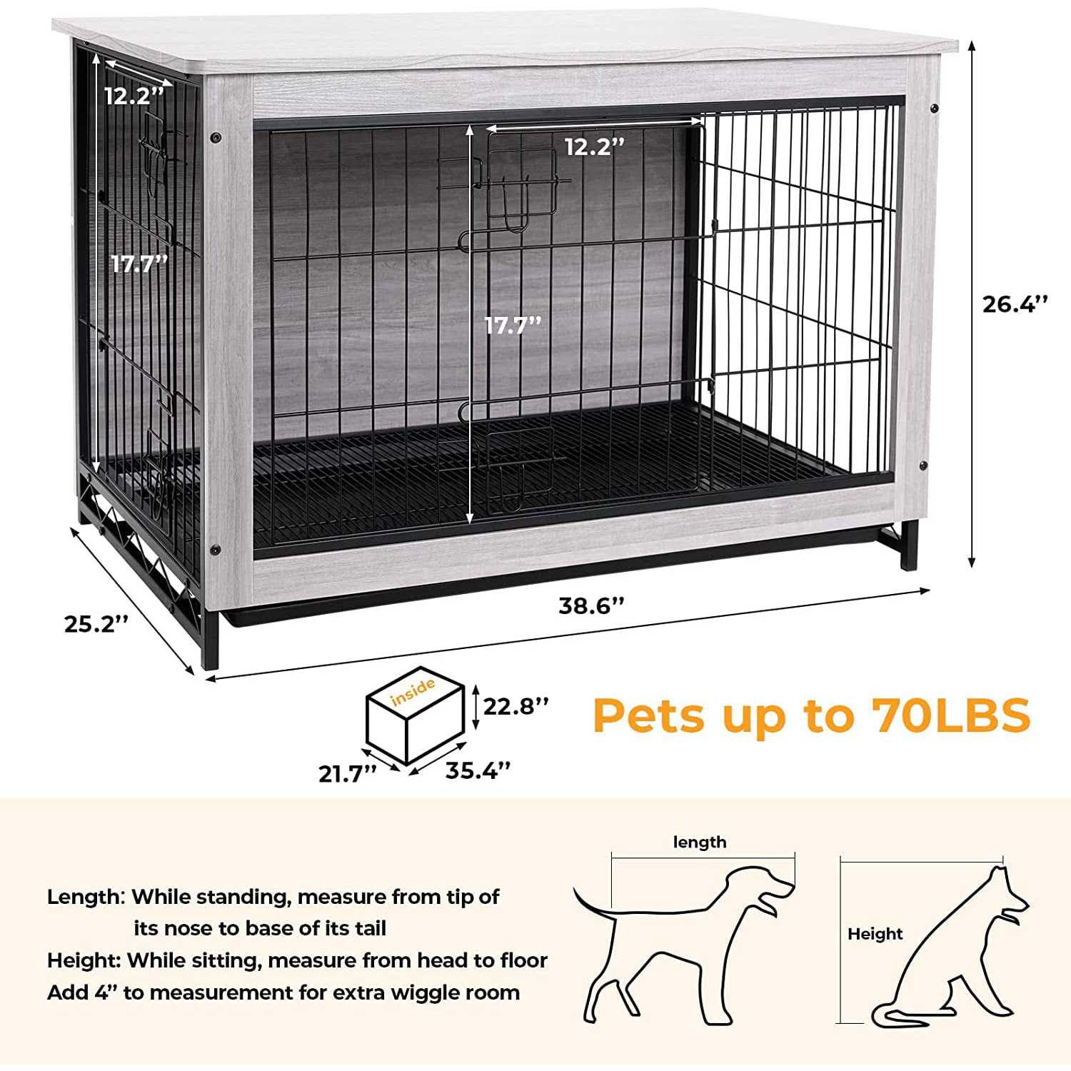Arlopu Dog Crate Furniture Wooden End Table Indoor Dog Kennel