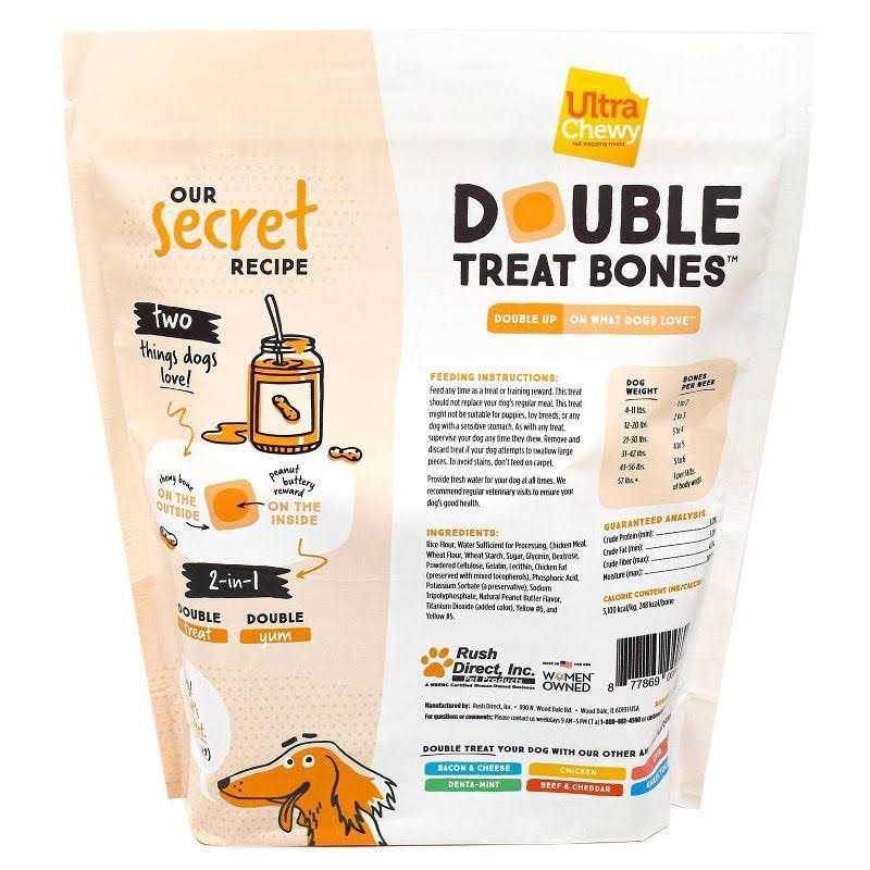 Ultra Chewy Double Treat Bones Peanut Butter Flavor Dog Treats