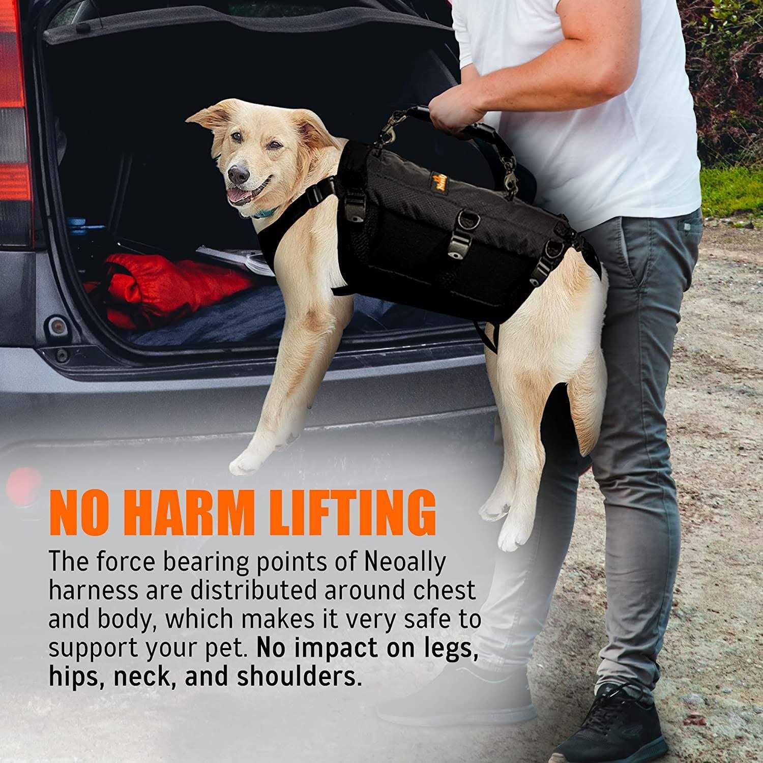 NeoAlly Sturdy Dog Lift Harness Full Body Support & Mobility Aids System 5-in-1 Lifting Support, Carry Sling, Vest Harness, Back Brace, and Anxiety