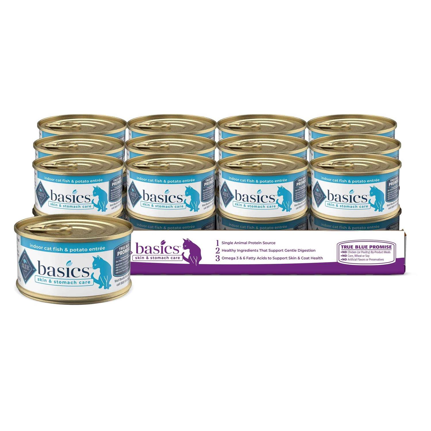 Blue Buffalo Basics Grain Free Indoor Fish and Potato Entree Canned Cat Food 3-oz