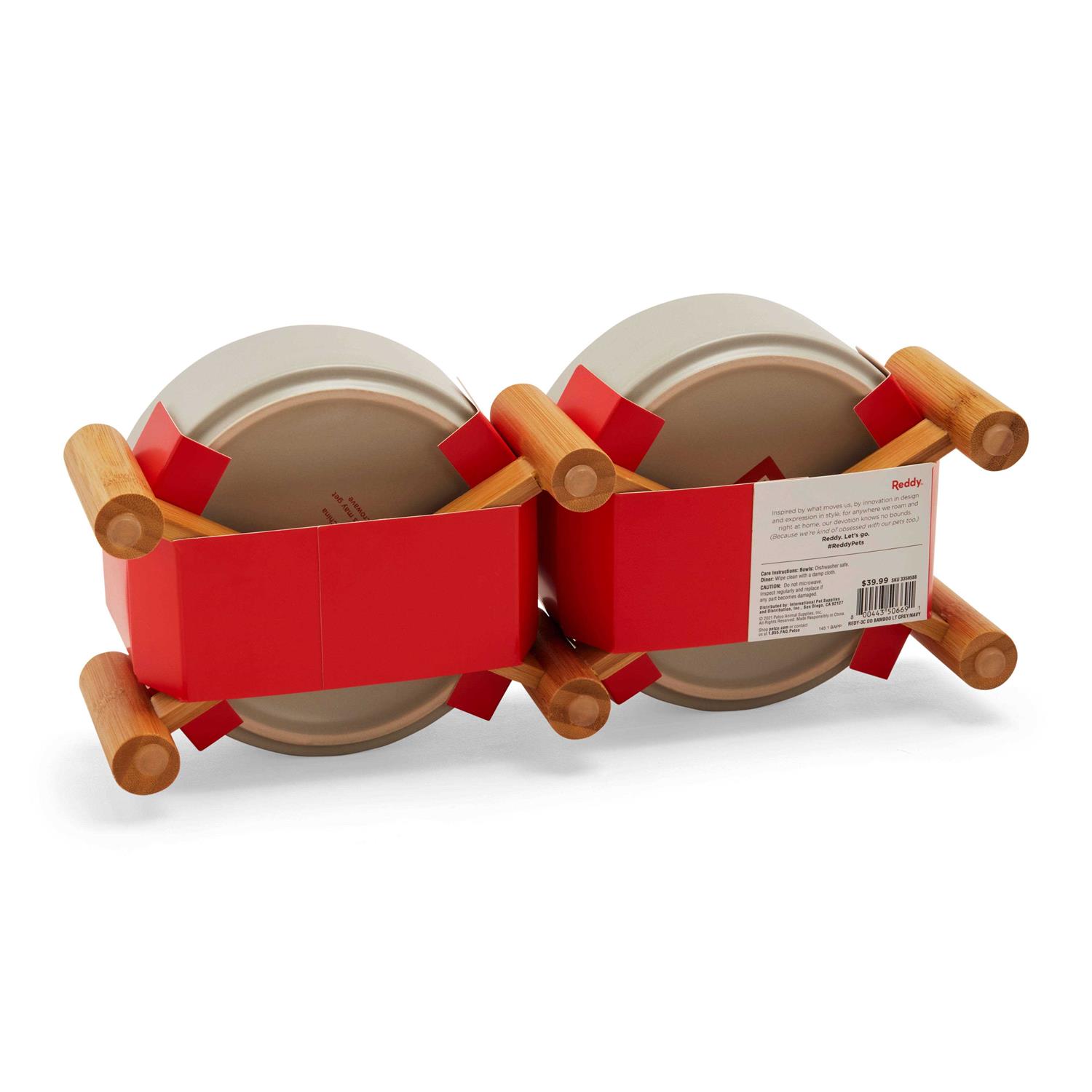 Reddy Ceramic & Bamboo Elevated Dog Double Diner