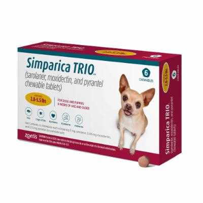 Simparica Trio 2.8-5.5 lbs. Dogs, 6 Month Supply