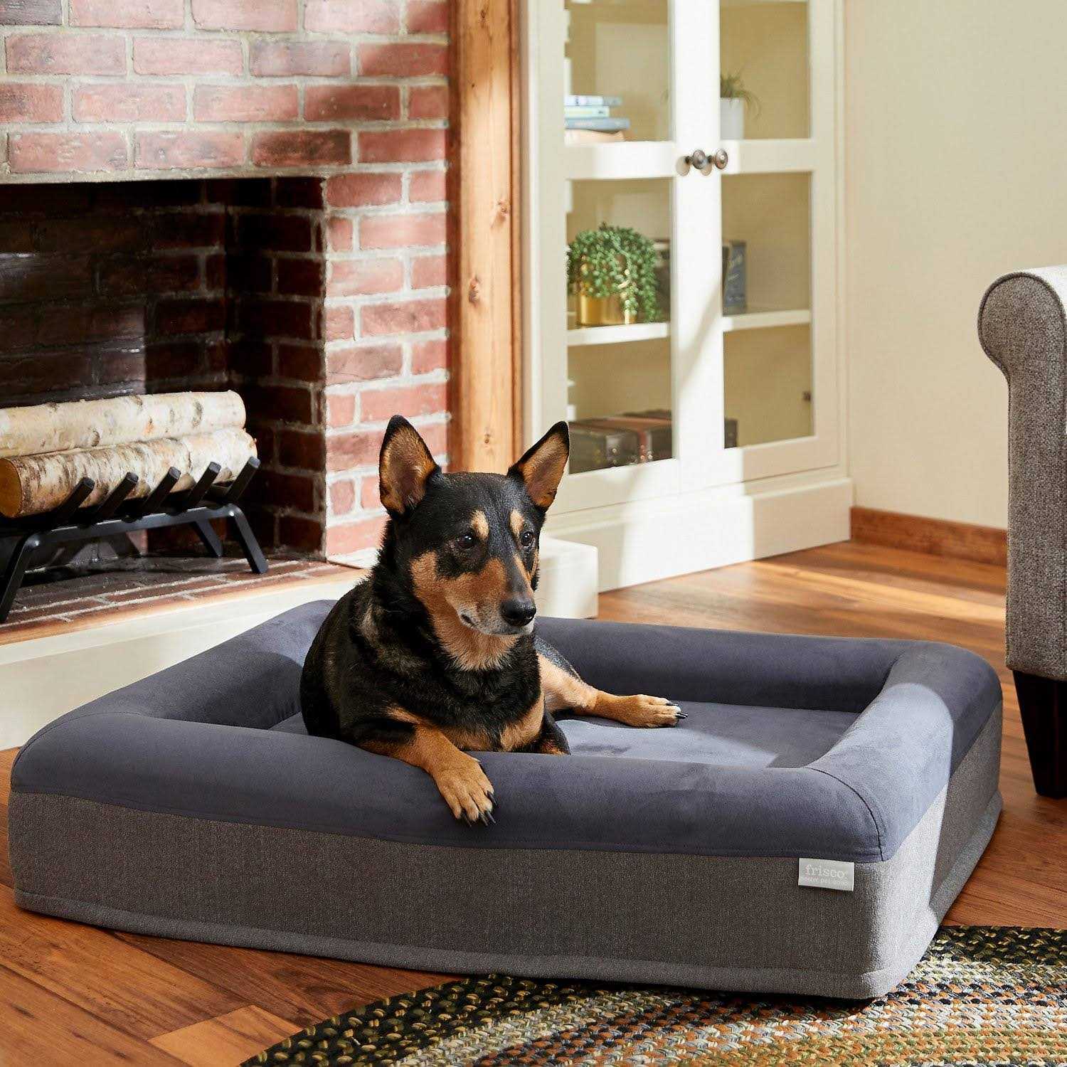 Frisco Orthopedic Rectangular Bolster Cat Dog Bed w/Removable COVER