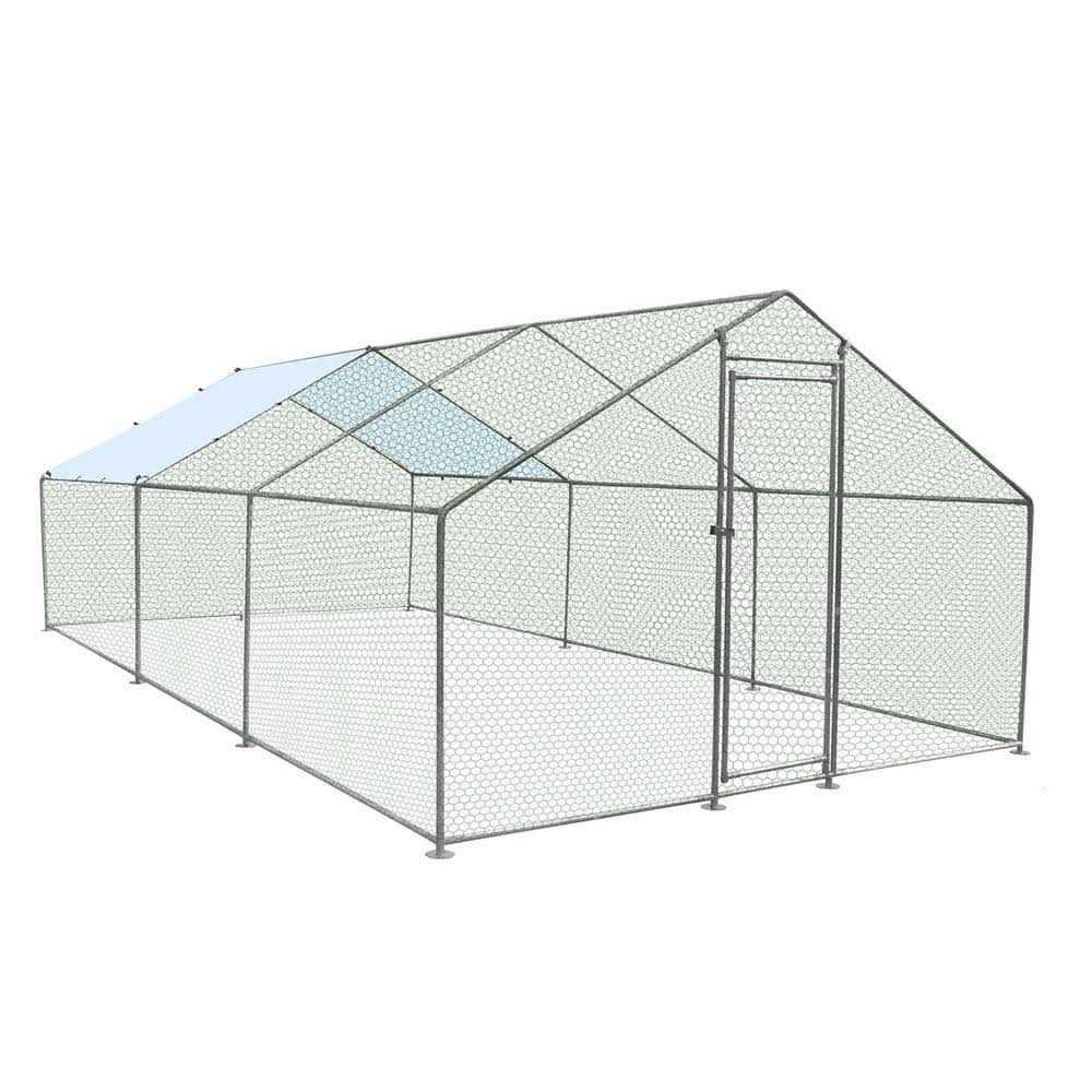 120 in. x 240 in. x 74.4 in. H Metal Chicken Coop Large Waterproof Chicken Poultry Cage