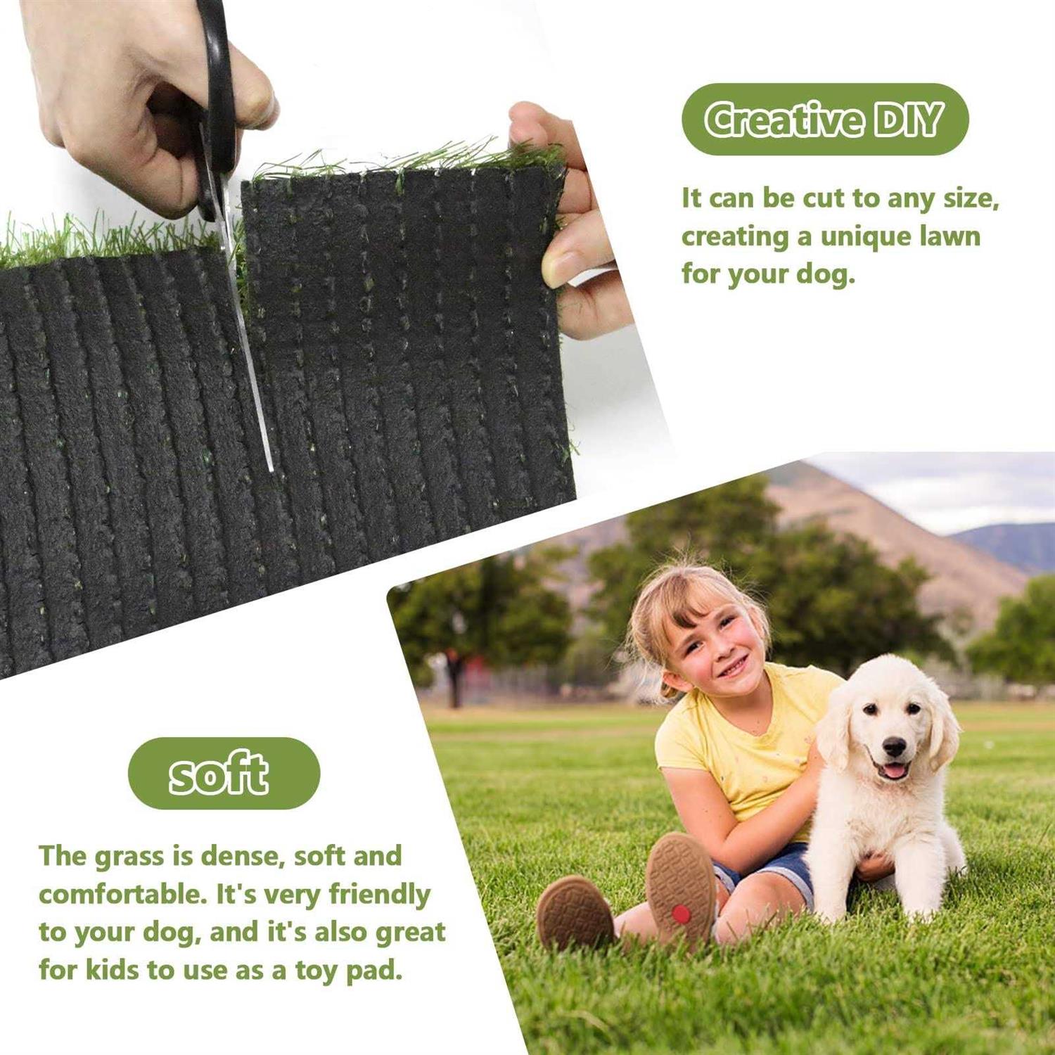 Loytryal 39.4 x 31.5 Inches Fake Grass Pee for Dogs Artificial Grass Rug Turf for Puppy Potty Training Washable Grass Mat Pee Grass for Dog Potty