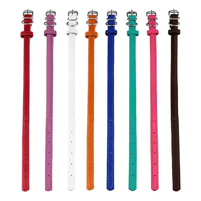 Bronzedog Rolled Leather Dog Collar with QR ID Dog Tag Round Personalized Collars for Small Medium Large Dogs Puppy Cat