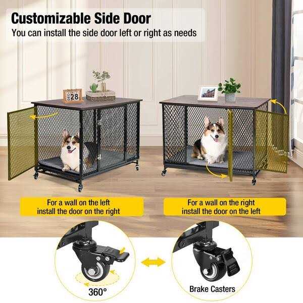 Aivituvin Dog Crate Furniture Side End Table with Tray AIR79