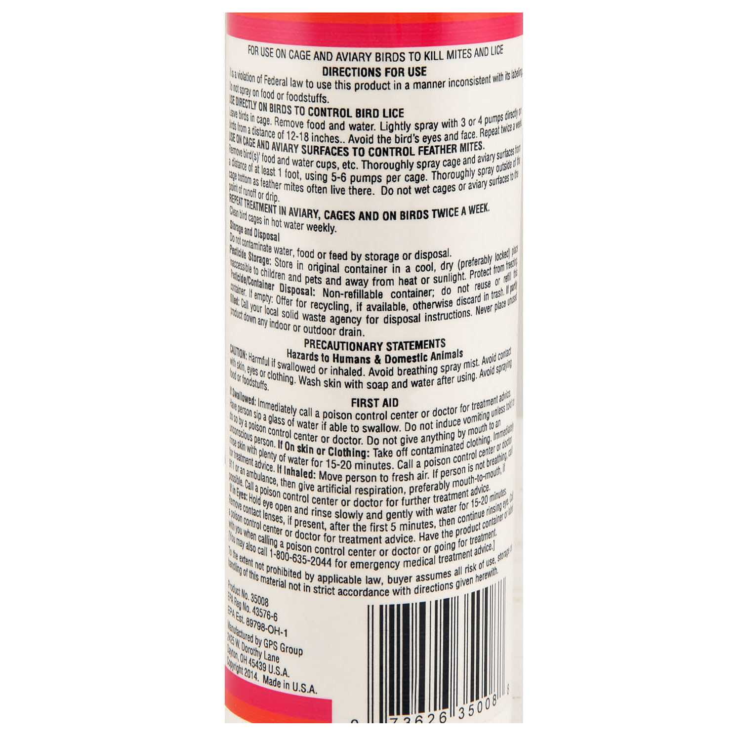 Scalex Mite & Lice Spray for Birds
