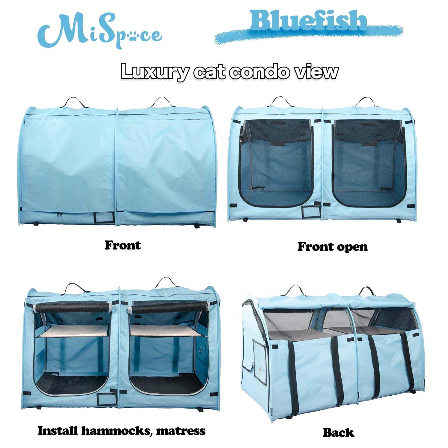 Mispace Portable Twin Compartment Show House Cat Cage/Condo Easy to Fold & Carry Kennel