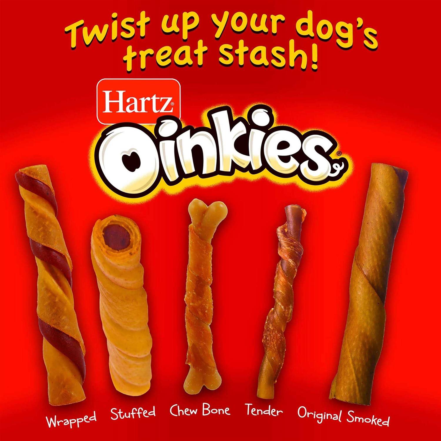 Hartz Oinkies Porkalicious Smoked Pig Skin Twists Dog Treats