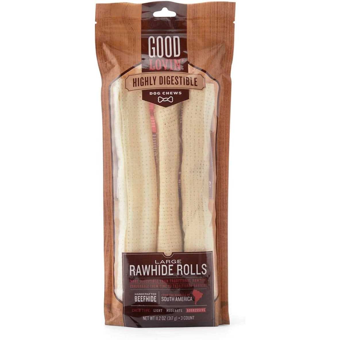 Good Lovin’ Highly Digestible Rawhide Rolls for Dogs