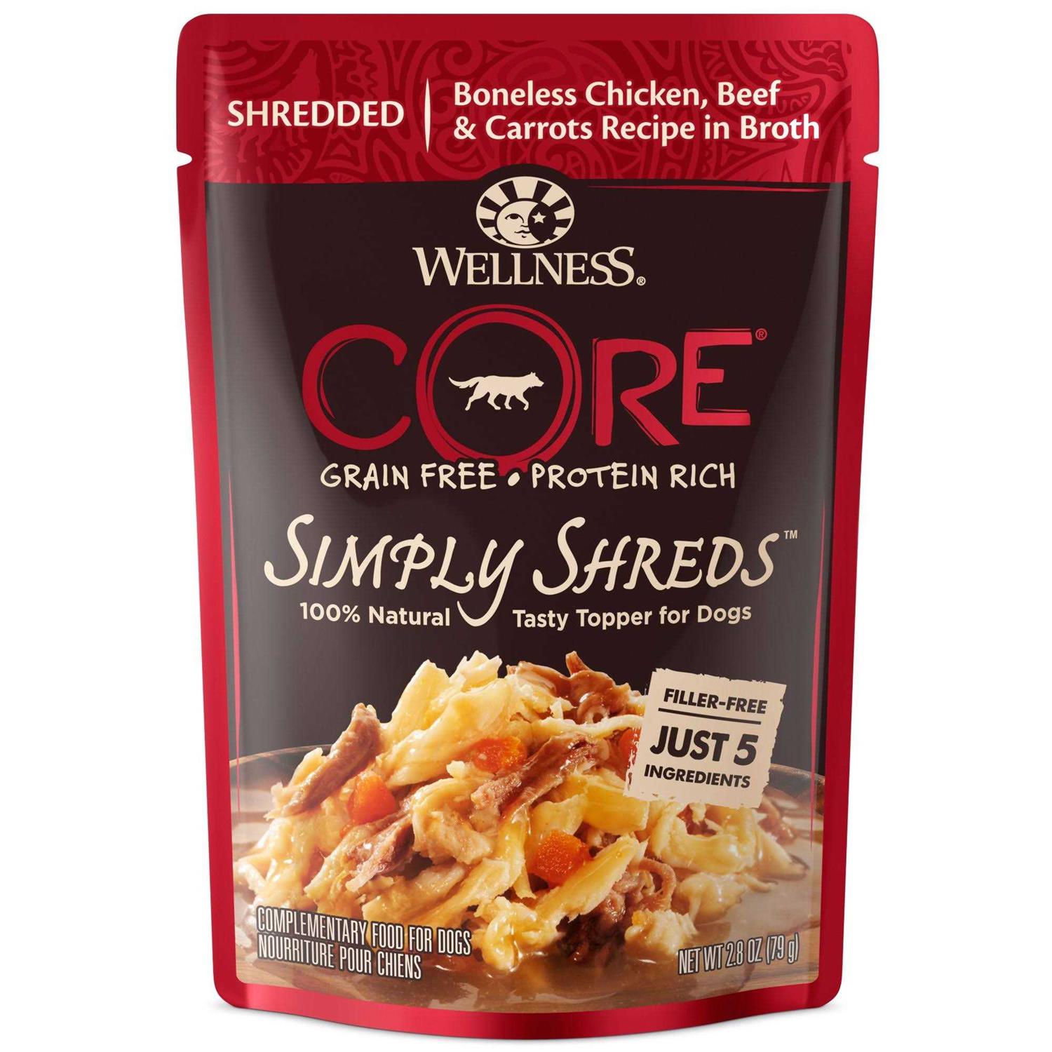Wellness Core Simply Shreds Natural Grain Free Chicken Wet Dog Food Topper