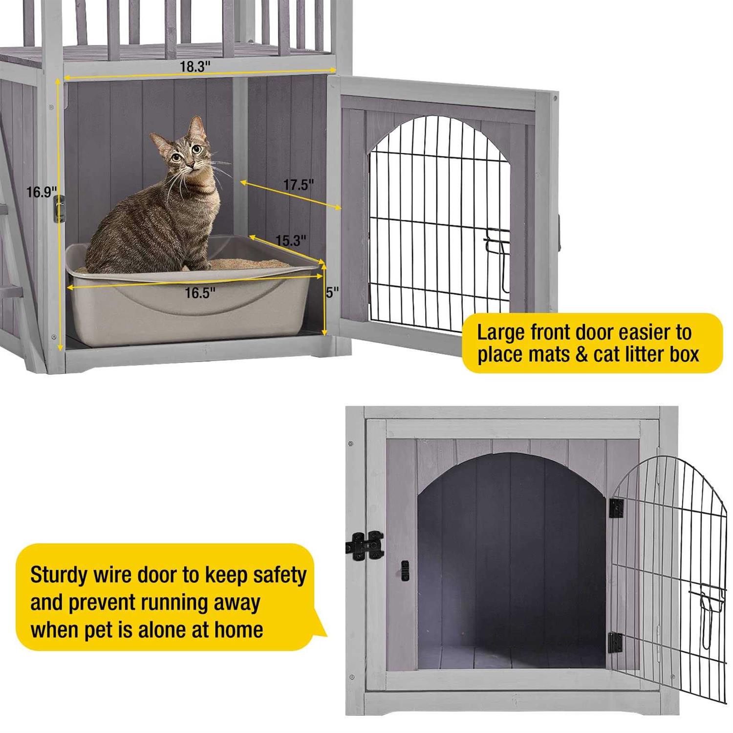 aivituvin dog house feral cat house outdoor and indoor,pet houses with stairs,2 storys