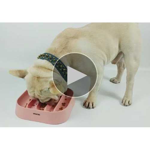 Hifrenchies Healthy Slow Feeding Dog Bowl for French Bulldog -Slow Feeder Dog Bowl No Chocking Dog Cat Food Bowl with Striped Shape Pattern
