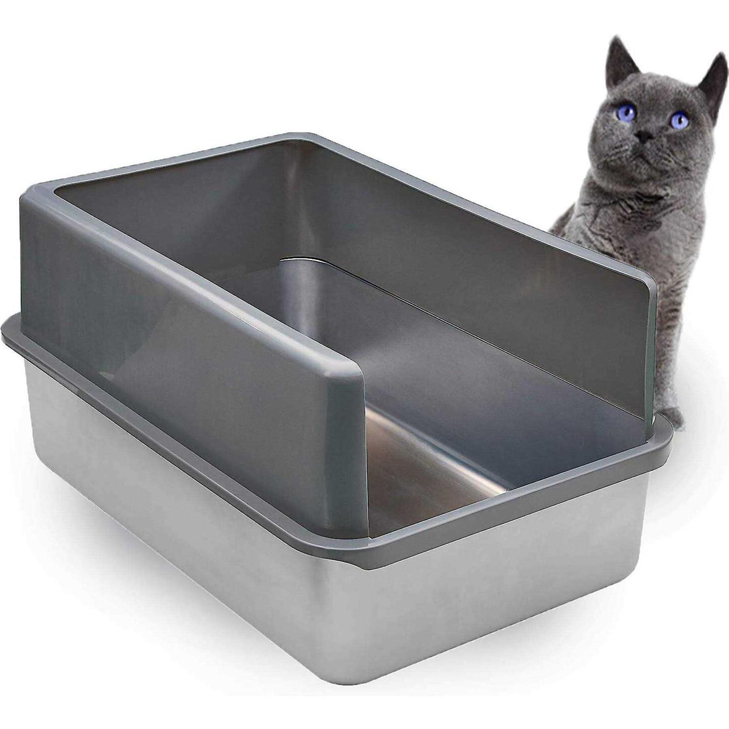 iPrimio Enclosed Sides Stainless Steel Litter Box XL Litter Boxes for Big cats