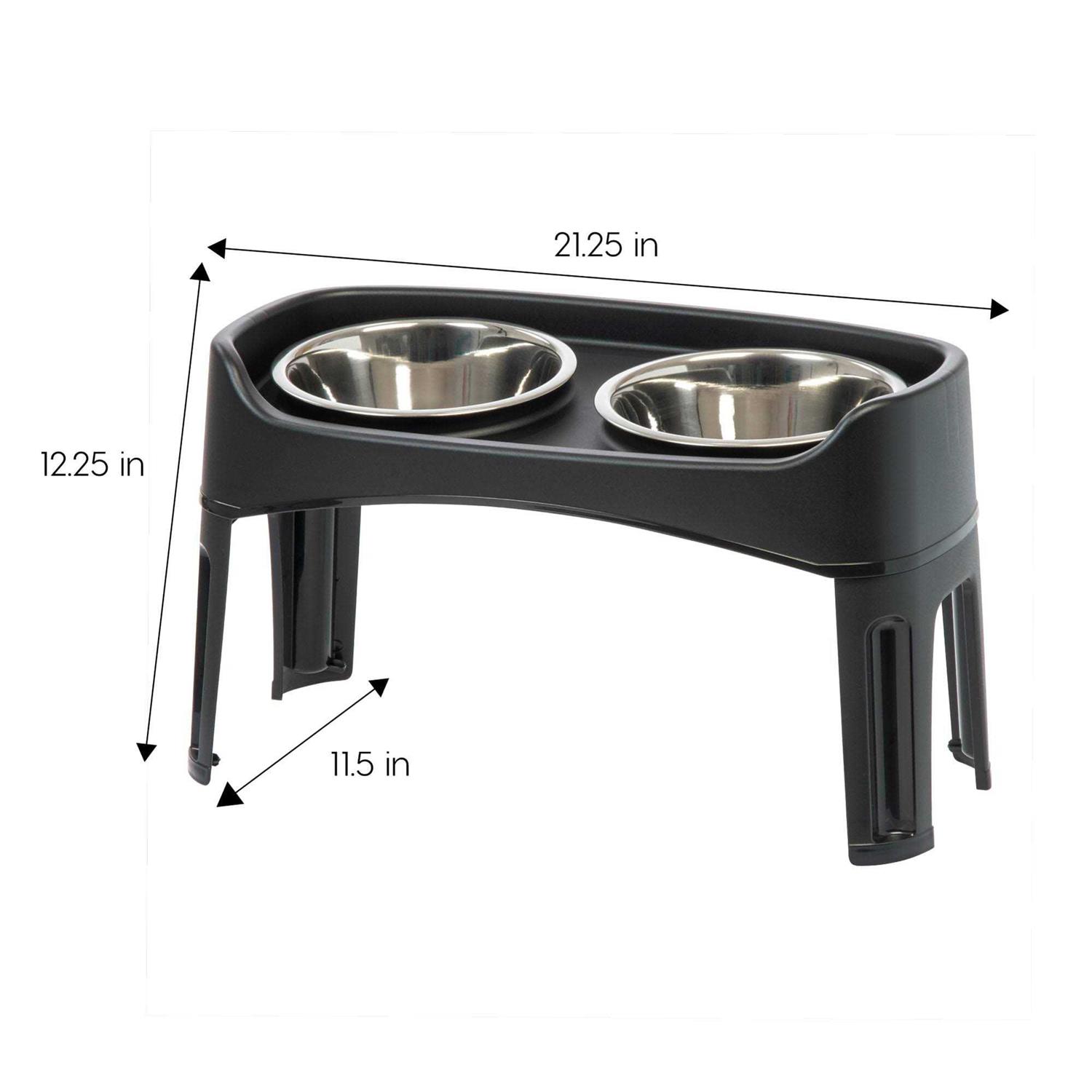 Iris USA 12 inch Elevated Dog Bowls with Two 2 Qt Stainless Steel Bowls and Removable Legs