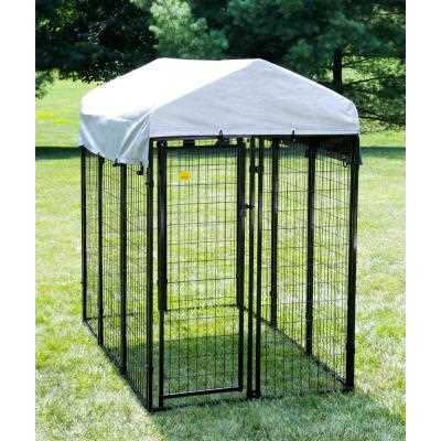 KennelMaster Vinyl Coated Welded Wire Boxed Dog Kennel, Black, 6-ft x 4-ft x 6-ft
