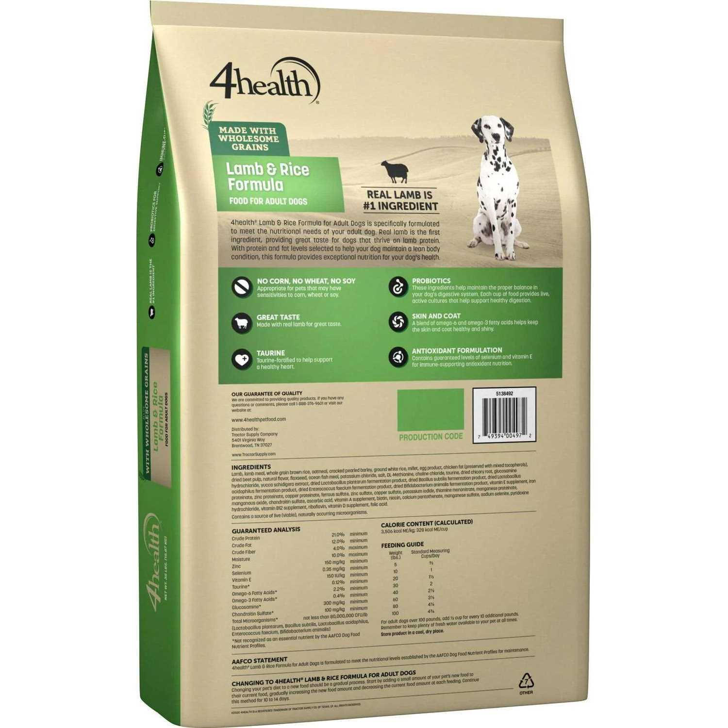 4health Wholesome Grains Adult Lamb and Rice Formula Dry Dog Food
