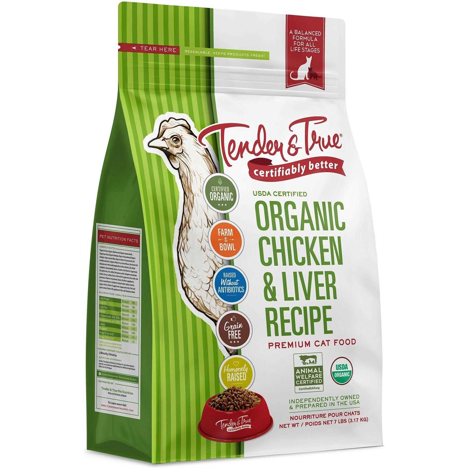 Tender & True Organic Chicken & Liver Recipe Dry Cat Food