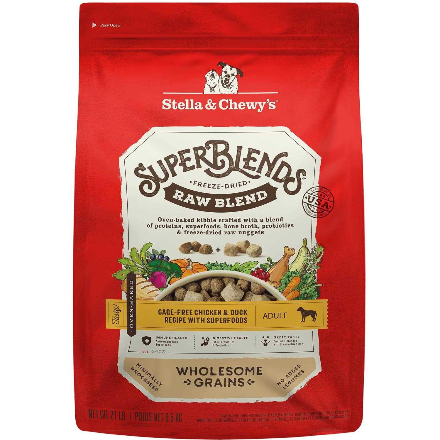 Stella & Chewy’s SuperBlends Raw Wholesome Grains Cage Free Chicken & Duck Recipe with Superfoods