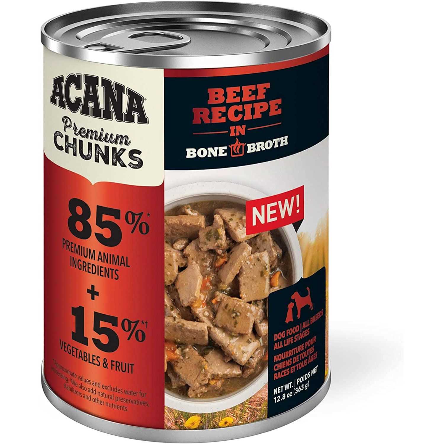 Acana Premium Chunks Dog Food Beef Recipe in Bone Broth